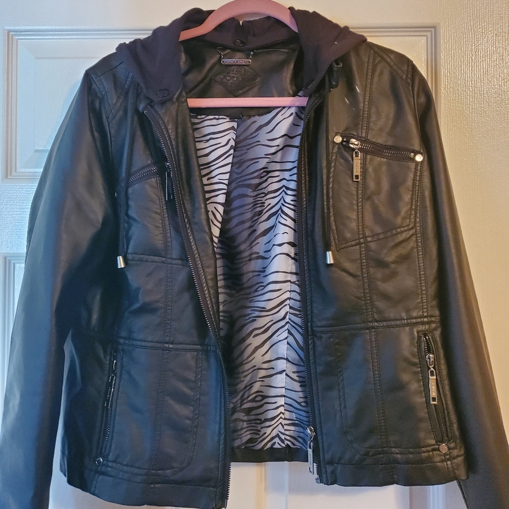 Jou Jou black vegan (faux) leather jacket size xl